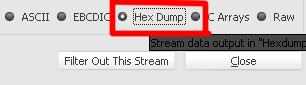 Selecting Hex Dump in Wireshark.