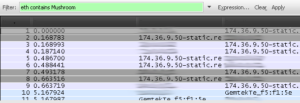 Filtering packets in Wireshark.